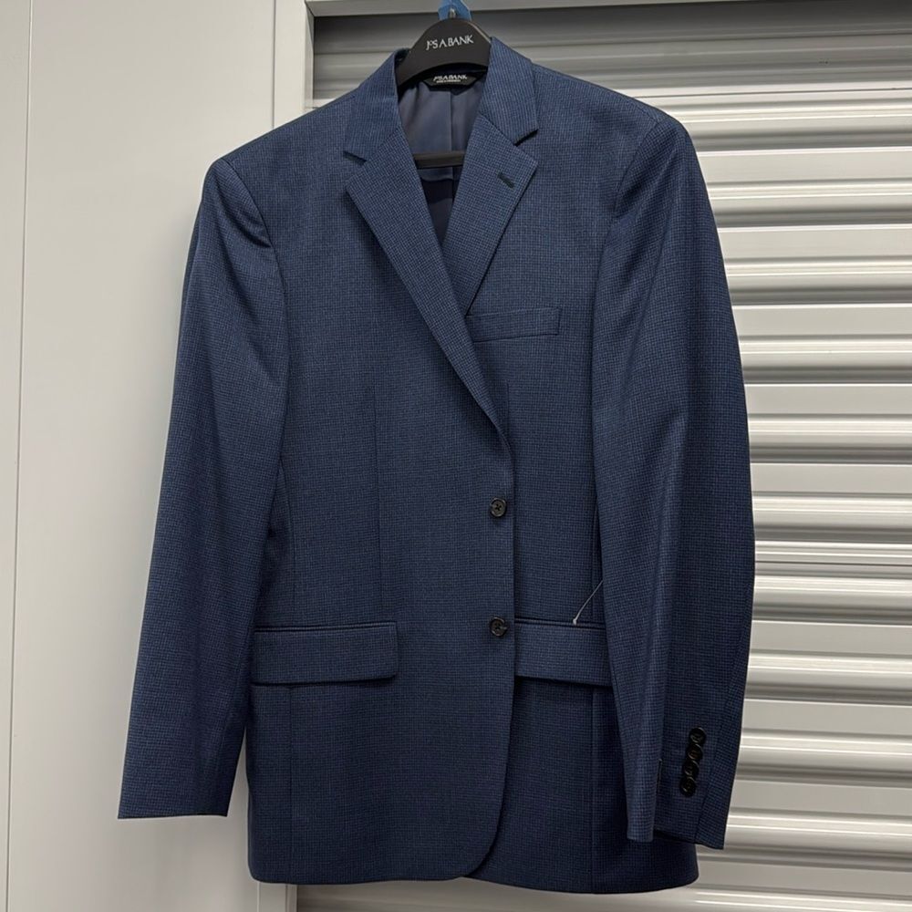 Jos A Bank Mens Size 40R Blazer Madras Patchwork Blue Sport Coat Jacket